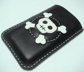 Ashbren the Skull iPhone Leather Case ( Black / White )