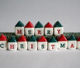Custom MERRY CHRISTMAS Village - Miniature Houses