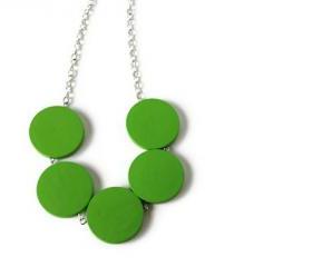 Green Necklace. Wood Bead Necklace in Leaf Green. Bright Color. Spring Fashion, Summer Fashion