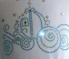 7.5' Cinderella carriage iron on rhinestone transfer for Disney t-shirt costume