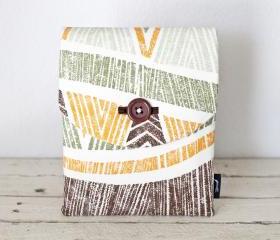 iPad Case - Tiki Tropical Orange Green Brown - Padded with Pocket