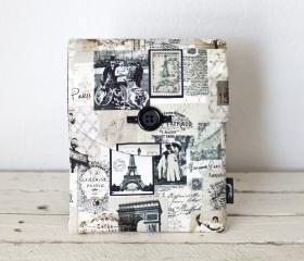 iPad Case - Paris Vintage Postage - Padded with Pocket
