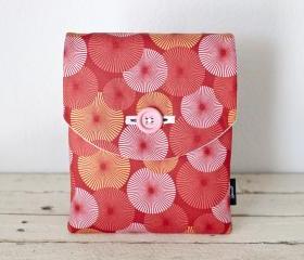iPad Case - Coral Pink Peach Pinwheels - Padded with Pocket