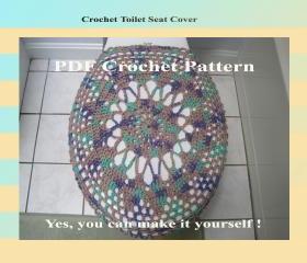 Crochet Pattern - Toilet Seat Cover for Both Standard and Elongated Toilet Seats (4VC2012)