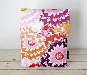 iPad Case - Floral Pink Peach Dahlias - Padded with Pocket