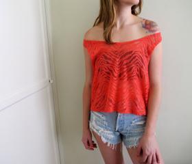 Pink See Through Zebra Print Crop Top
