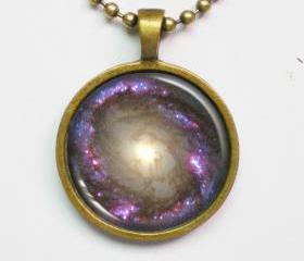 Astrographic Necklace - Spiral Galaxy NGC 4314 - Galaxy Series