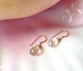 Handmade Elegant and Simple Crystal Quartz Single Drop Earrings