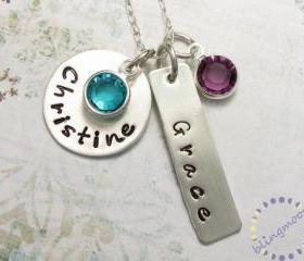 Personalized Jewelry Charm necklaces for moms Personalized Necklace hand stamped charms silver pendant silver necklace
