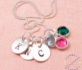 Custom Engraved Necklace Initial Charm Necklace Handstamped Personalized Pendant