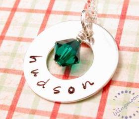 Personalized name necklace: Sterling Silver HAND STAMPED washer necklace