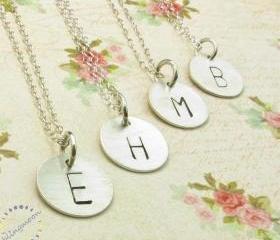 Initial charm necklace: sterling silver personalized necklace bridesmaids gift