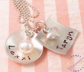Personalized necklace Sterling Silver hand stamped engraved necklace