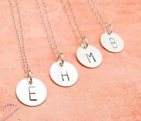 Initial necklace . personalized necklace charm necklace . silver initial charm . custom necklace . engraved necklace
