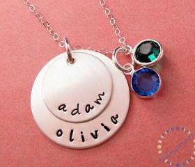 Custom name necklace sterling silver birthstone necklace customized gift