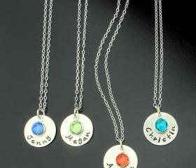 Sterling silver necklace birthstone charm personalized jewelry name pendant