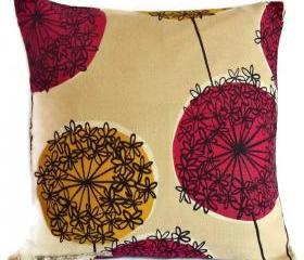 John Lewis Allium cotton fabric cushion cvover in pink and yellow with zip fastening 35cm