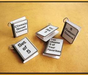 Custom Miniature Book Charms - Includes 5 in Set - You Pick Your Favorite Covers