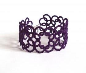 Dark Purple Tatted Bracelet