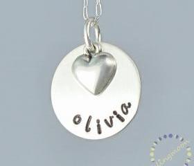 Handstamped Necklace - Personalized Jewelry - Charm Necklace - Sterling Silver Necklace - Custom Made Necklace - Engraved Necklace