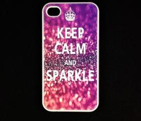 Iphone 4 Case - Keep Calm Sparkle Iphone 4s Case, Iphone Case, Iphone 4 Cover