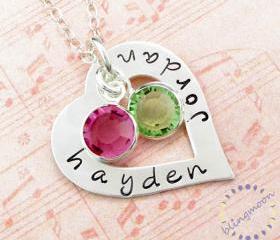 Heart washer necklace: Sterling Silver HAND STAMPED Personalized Jewelry