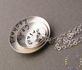 Silver necklace engraved name necklace mother's day gift