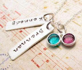 Sterling Silver Hand Stamped Rectangle Tags: Two tags charm