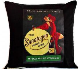 Vintage / retro style tranfser print cushion cover with zip fastening 40cm