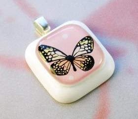 Pink Delightful Butterfly Resin Pendant