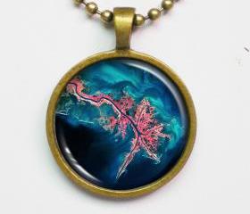 Geographic Photograph Necklace -Mississippi River Delta -Geography Series