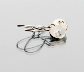 STAR - protection - sign pendant earring- handmade sterling silver 925 - 2,2cm long hoop