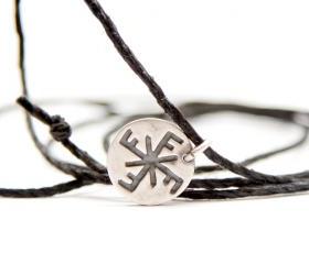  THUNDER - happiness and energy - sign bracelet ornecklace- handmade sterling silver 925 pendant on sliding cotton thread
