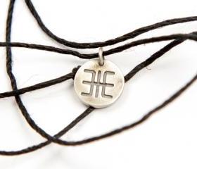 SIGN OF LIFE - powerful protection - sign bracelet or necklace- handmade sterling silver 925 pendant on sliding cotton thread