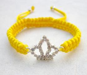 Crown bracelet yellow friendship bracelet rhinestone stack jewelry 