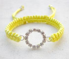 Bracelet eternity circle friendship bracelet rhinestones stack jewelry light yellow
