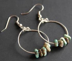 African Turquoise Hoop Earrings 