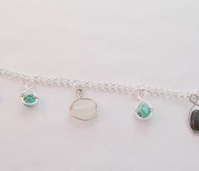 Gemstone & Glass Wire Framed Bracelet