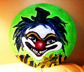 Original Scary Clown Painted on a Recycled Vinyl Record