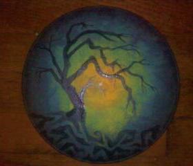 Mystic Tree Original Artwork Painted on a Recycled Vinyl Record