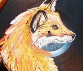 Baby Fox Original Pastel Recycled Record Wall hang