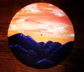 Original Nature Painting of Purple Mountains