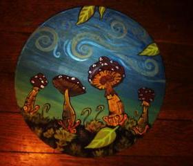 Blue and Red Original Mushroom Paining