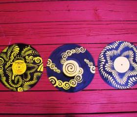 Recycled Vinyl Record Wall Art. Set of Three Originals.