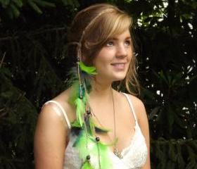 Green and Blue Feathered Headband