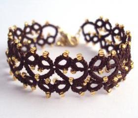 Brown and Gold Beaded Bracelet