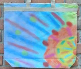 Hand Painted Large Tote Bag with My Funky Abstract Painting
