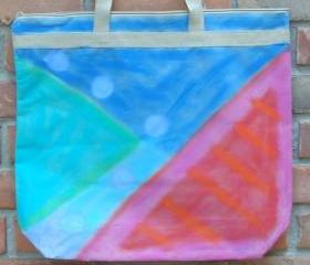 Hand Painted Large Tote Bag with My Funky Abstract Painting