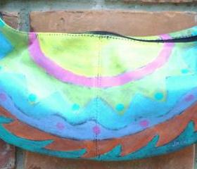 Hand Painted Handbag Hand Painted Purse with Funky Abstract Sunburst Painting