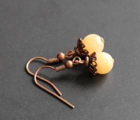 Yellow Jade Earrings Copper